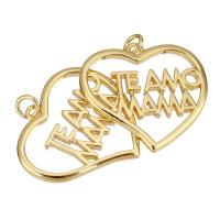 Brass Heart Pendants, gold color plated, hollow Approx 2mm 