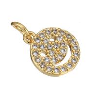 Cubic Zirconia Micro Pave Brass Pendant, Smiling Face, gold color plated, micro pave cubic zirconia Approx 3mm 
