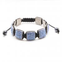 Zinc Alloy Rhinestone Bracelets, with Polyester Cord, plated, Adjustable & for woman & with rhinestone 12mm,8mm Approx 7.6 Inch 