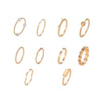 Zink-Legierung Ring Set, Zinklegierung, mit Kunststoff Perlen, goldfarben plattiert, 10 Stück & für Frau, verkauft von setzen