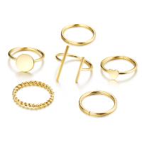 Zink-Legierung Ring Set, Zinklegierung, goldfarben plattiert, 6 Stück & Modeschmuck & für Frau, verkauft von setzen