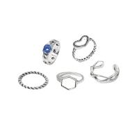 Zinc Set anillo de aleación, aleación de zinc, con Acrílico, 5 piezas & Joyería & para mujer & esmalte & con diamantes de imitación, Vendido por Set