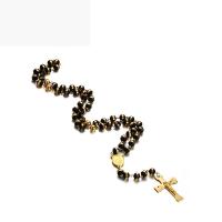 Rosary Necklace, Stainless Steel, with Silicone, Crucifix Cross, gold color plated, fashion jewelry & Unisex, 30mm Approx 18.7 Inch 