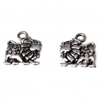 Zinc Alloy Animal Pendants, Lion, silver color, 14mm 