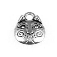 Zinc Alloy Animal Pendants, Cat, silver color, 12mm 