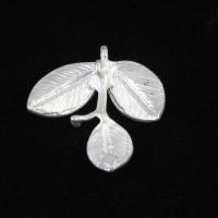 Zinc Alloy Leaf Pendants, silver color, 26mm 