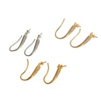 Brass Hook Earwire, 14K gold plated, fashion jewelry & for woman & with rhinestone 