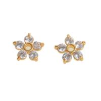 Perles en laiton strass, fleur, Plaqué d'or 14K, bijoux de mode & pour femme & avec strass, Or Vendu par PC