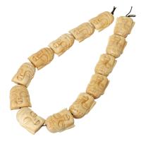 Ochse Geschnitzte Knochen-Perlen, Rind-Knochen, Buddha, beige, 22x19x30mm, Länge:ca. 15.35 ZollInch, ca. 13PCs/Strang, verkauft von Strang