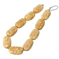 Ochse Geschnitzte Knochen-Perlen, Rind-Knochen, Buddha, erdgelb, 23x12x37mm, Länge:ca. 14.56 ZollInch, ca. 10PCs/Strang, verkauft von Strang