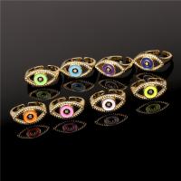 Evil Eye Jewelry Finger Ring, Brass, gold color plated, micro pave cubic zirconia & for woman & enamel 11mm 