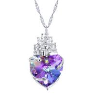 Crystal Necklace, 925 Sterling Silver, with Crystal, for woman, purple cm 