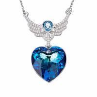 Crystal Necklace, 925 Sterling Silver, with Crystal, Heart, for woman & with rhinestone cm 