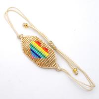 Glass Seed Beads Bracelets, Seedbead, with Polyester Cord, for children & with heart pattern, mixed colors cm 