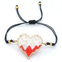 Glass Seed Beads Bracelets, Glass Beads, with Polyester Cord, Heart, for woman, mixed colors cm 