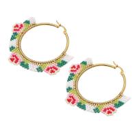 Glass Seed Beads Earring, Seedbead, with Zinc Alloy, for woman, mixed colors 