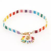 Glass Seed Beads Bracelets, Seedbead, with Zinc Alloy, handmade, for woman, mixed colors Inch 