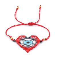 Glass Seed Beads Bracelets, Seedbead, with Polyester Cord, Heart, handmade, with eye pattern & for woman cm 