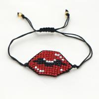 Glass Seed Beads Bracelets, Seedbead, with Polyester Cord, Lip, handmade, for woman, mixed colors cm 