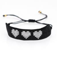 Glass Seed Beads Bracelets, Seedbead, with Polyester Cord, with heart pattern & woven pattern & for woman, mixed colors cm 