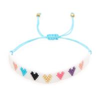 Glass Seed Beads Bracelets, Seedbead, with Polyester Cord, handmade, with heart pattern & for woman, mixed colors cm 