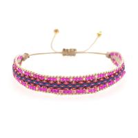 Glass Seed Beads Bracelets, Seedbead, with Polyester Cord, handmade, woven pattern & for woman, mixed colors cm 