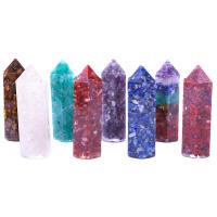 Natural Stone Point Decoration, with Resin, polished, mixed colors 