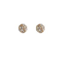 Rhinestone Brass Stud Earring, with Magnet, high quality plated, fashion jewelry & for woman & with rhinestone, golden 
