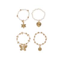 Zinc Alloy Ring Set, with Plastic Pearl, gold color plated, 4 pieces & for woman    US Ring 