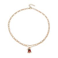 Christmas Jewelry Necklace, Zinc Alloy, gold color plated & for woman & enamel Approx 15.94 Inch 
