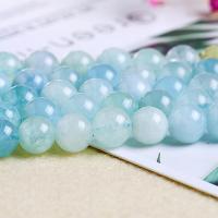 Perles aigue-marine, Rond, poli, normes différentes pour le choix & styles différents pour le choix, bleu, Vendu par brin