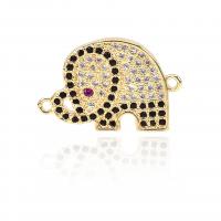 Cubic Zirconia Micro Pave Brass Connector, Elephant, plated, micro pave cubic zirconia 