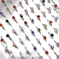 Anilo de dedo de acero inoxidable, para mujer & con diamantes de imitación, color mixto, 17mm, 20PCs/Bolsa, Vendido por Bolsa