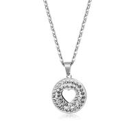 Collar de Acero Inoxidable, Corazón, Joyería & con diamantes de imitación, longitud:aproximado 50 cm, Vendido por UD
