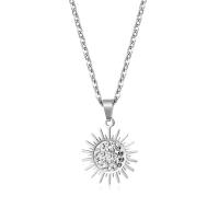 Collar de Acero Inoxidable, sol, Joyería & con diamantes de imitación, longitud:aproximado 50 cm, Vendido por UD