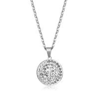 Stainless Steel Jewelry Necklace, fashion jewelry & with cross pattern & with rhinestone Approx 50 cm 