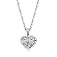 Collar de Acero Inoxidable, Corazón, Joyería & con diamantes de imitación, longitud:aproximado 50 cm, Vendido por UD