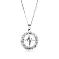 Stainless Steel Jewelry Necklace, Electrocardiographic, fashion jewelry & with rhinestone Approx 50 cm 