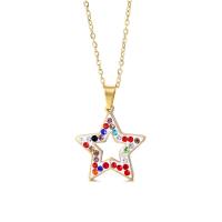 Stainless Steel Jewelry Necklace, Star, gold color plated, fashion jewelry & with rhinestone, golden Approx 50 cm 