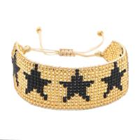 Glass Seed Beads Bracelets, Seedbead, with Polyester Cord, Star, fashion jewelry & with star pattern & woven pattern 280mm 
