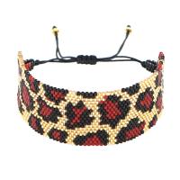 Glass Seed Beads Bracelets, Seedbead, with Polyester Cord, fashion jewelry & woven pattern & leopard pattern, 280mm 