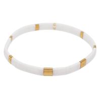 Glass Jewelry Beads Bracelets, Glass Beads, with Zinc Alloy, fashion jewelry, white, 165mm 