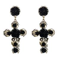 Zinc Alloy Rhinestone Drop Earring, with Acrylic, gold color plated, for woman & with rhinestone 