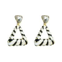 Enamel Zinc Alloy Drop Earring, gold color plated & for woman, white and black 