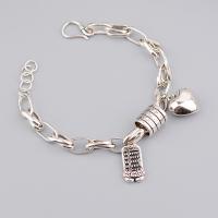 Brass Bracelets, silver color plated, for woman Approx 7.68 Inch 