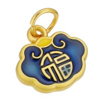 Enamel Brass Pendants, Lock, gold color plated, double-sided enamel & two tone, two different colored Approx 4mm 