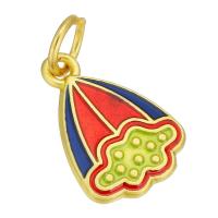 Enamel Brass Pendants, Lotus Seedpod, gold color plated, double-sided enamel & two tone, two different colored Approx 4mm 
