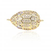 Cubic Zirconia Micro Pave Brass Connector, plated, micro pave cubic zirconia, golden 