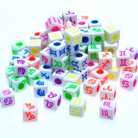 Acryl Schmuck Perlen, Quadrat, DIY & fluoreszierende, gemischte Farben, 7x7mm, verkauft von G
