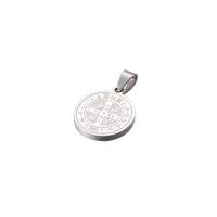 Stainless Steel Pendants, Round, plated, silver color 